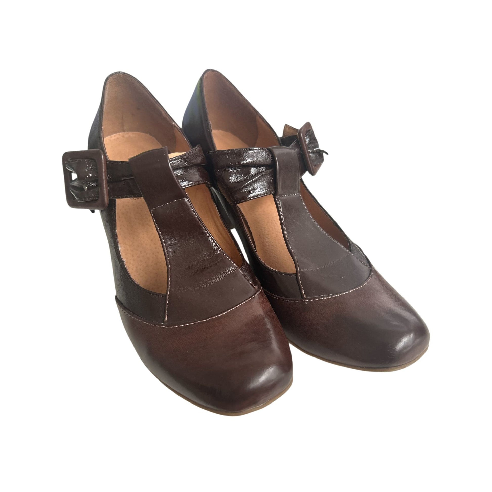 Catwalk Leder Riemchen Pumps Damen braun Gr. 40