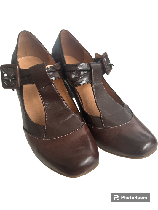 Catwalk Leder Riemchen Pumps Damen braun Gr. 40