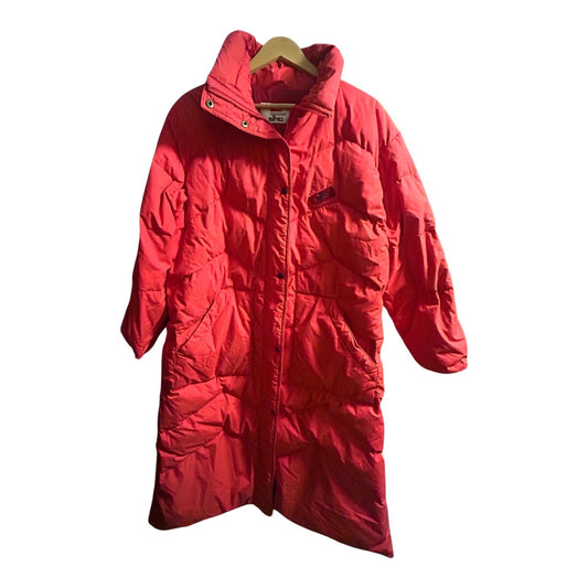 Elho Vintage Daunenmantel Rot Gr 40 90s Lang Daunenjacke Wintermantel Damen