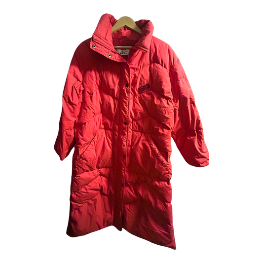 Elho Vintage Daunenmantel Rot Gr 40 90s Lang Daunenjacke Wintermantel Damen
