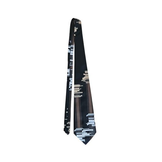 113 Mark Seven Designer-Krawatte - Tiefschwarz Mit Dezentes Muster Elegante