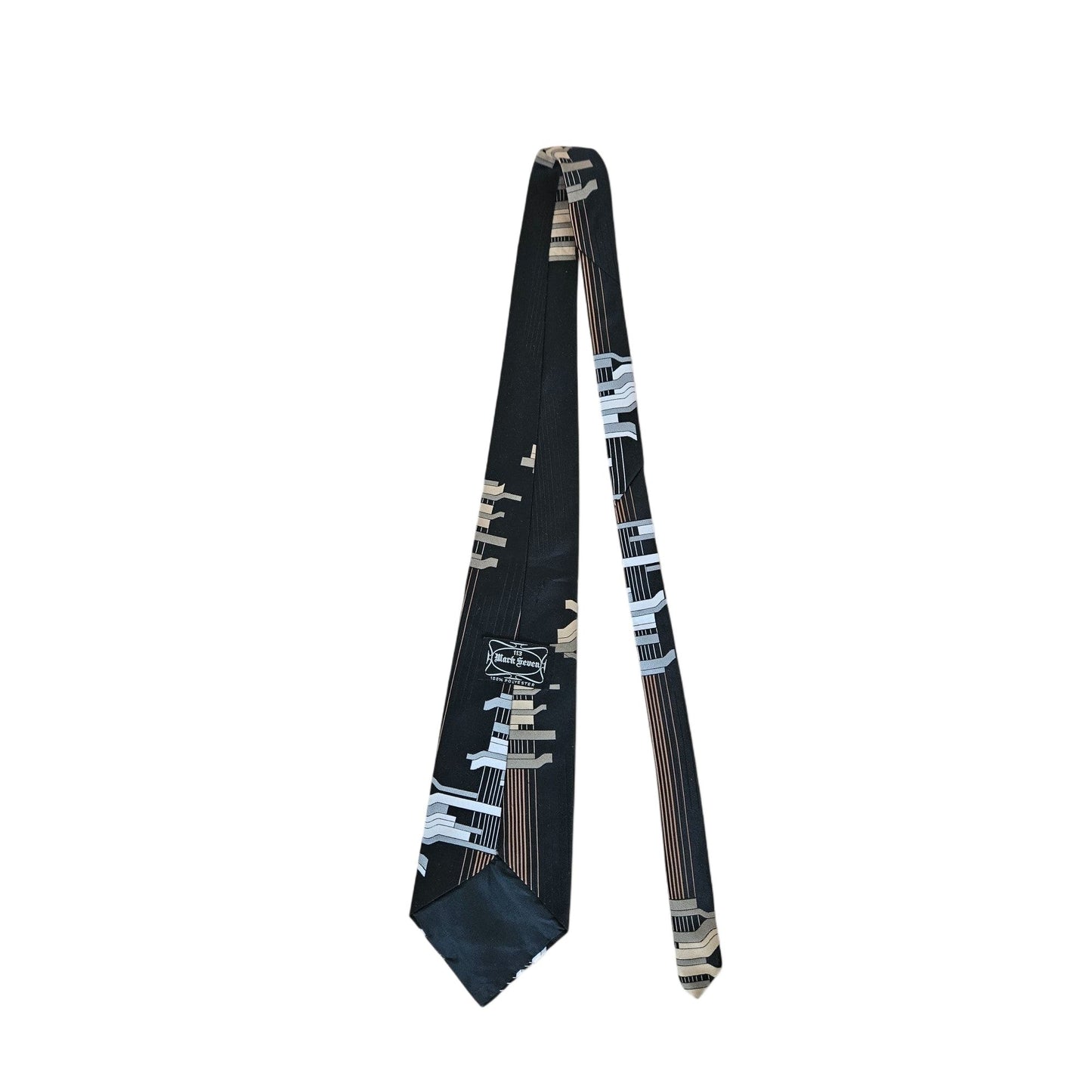 113 Mark Seven Designer-Krawatte - Tiefschwarz Mit Dezentes Muster Elegante