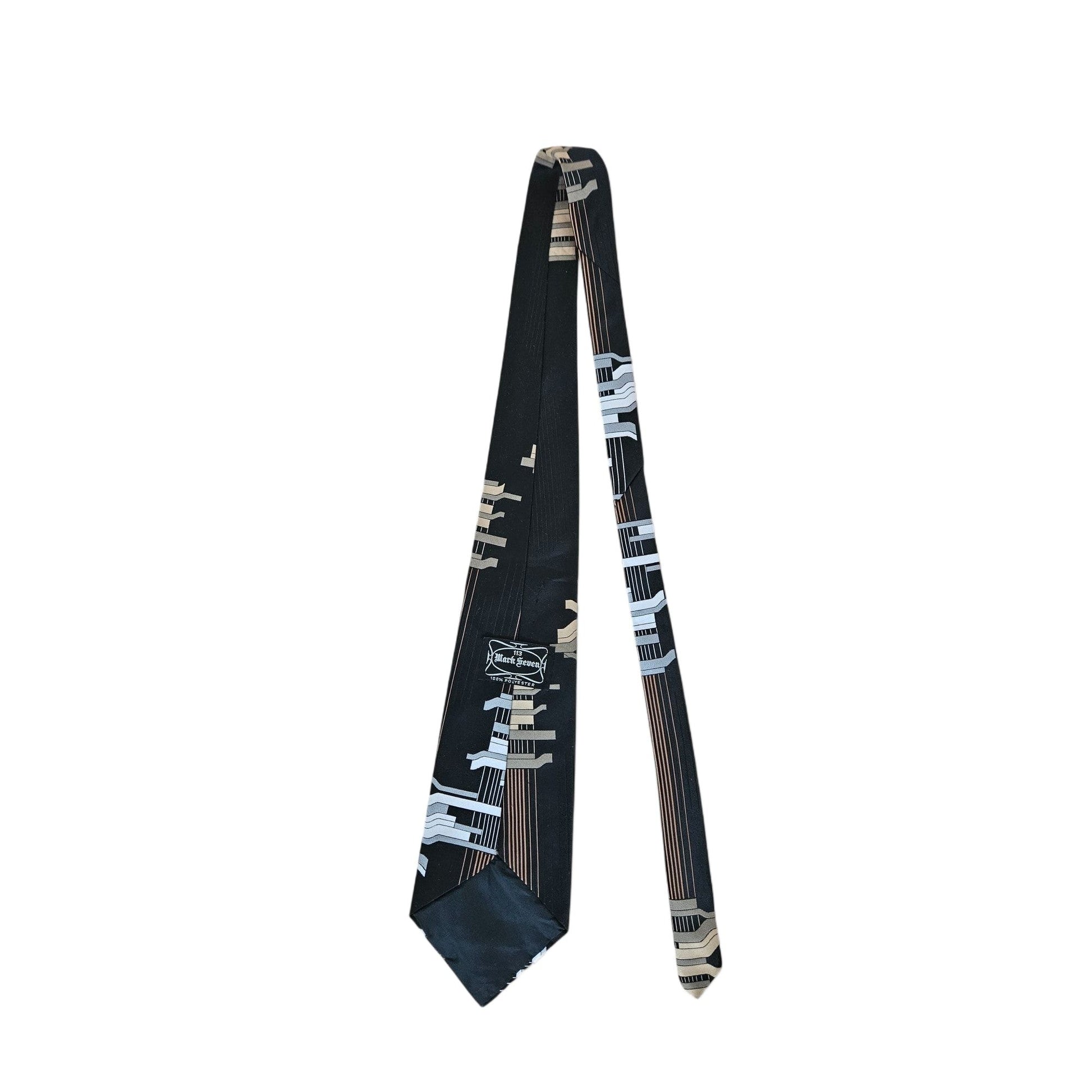 113 Mark Seven Designer-Krawatte - Tiefschwarz Mit Dezentes Muster Elegante