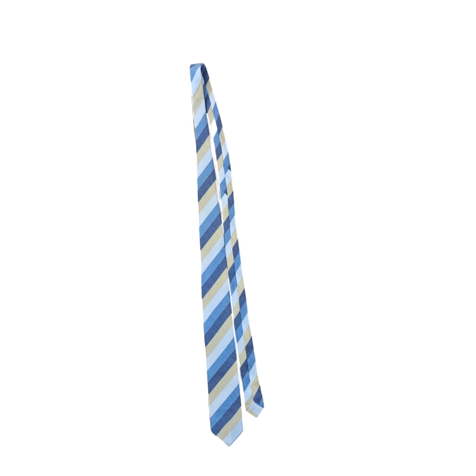 YORN Krawatte Dezente Streifenoptik Weiß Grau Gelb Hellblau Frischer Look