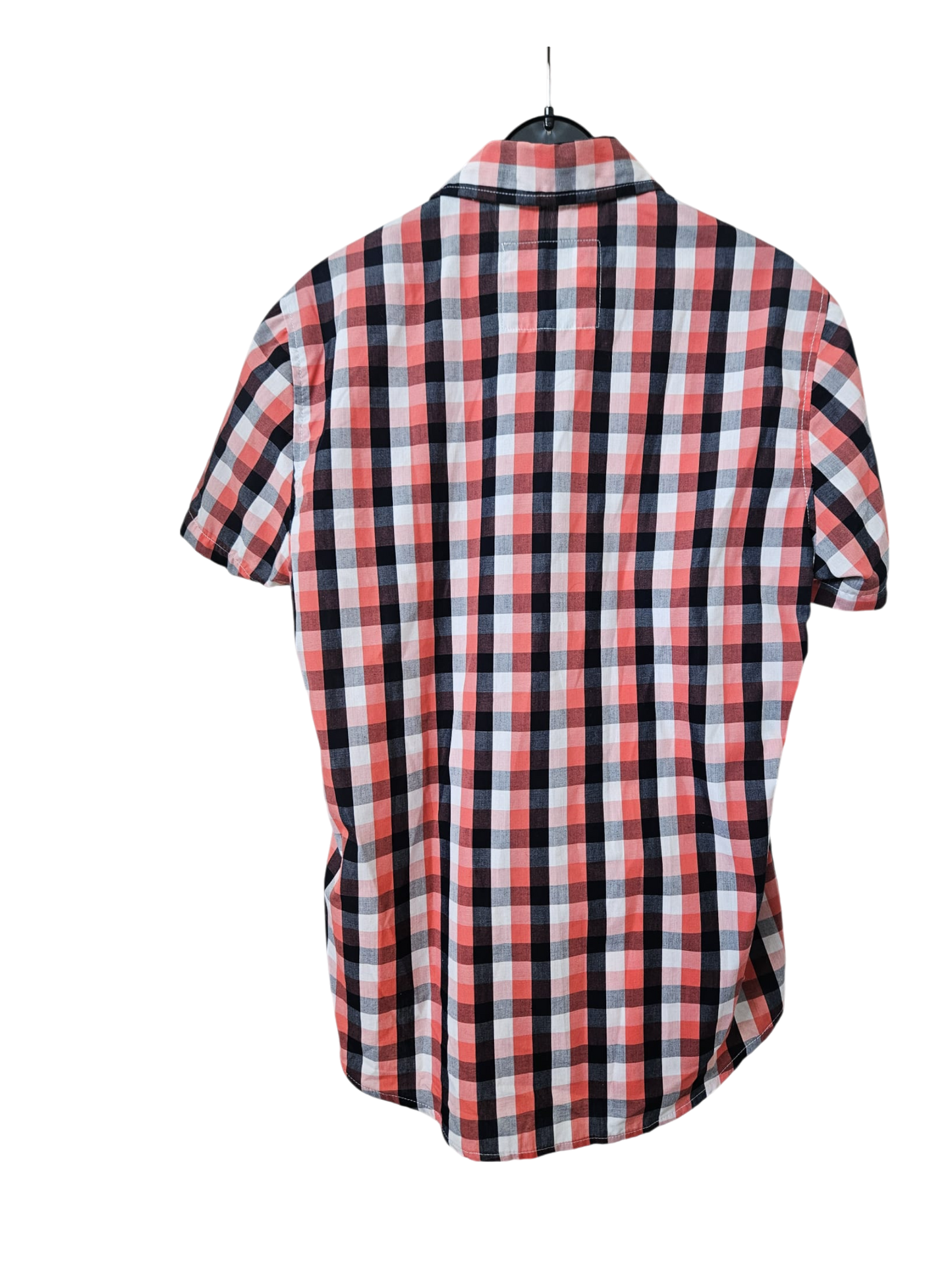 ANGELO LITRICO - Kurzarm-Hemd - Gr. S - rosa, weinrot kariert