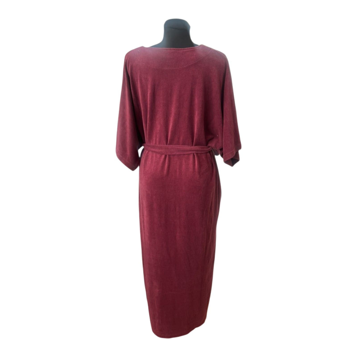 DW-Shop Damen Bademantel Gr. 44 46 Bordeaux Reinschlüpf Bademantel Gürtel Baumwolle