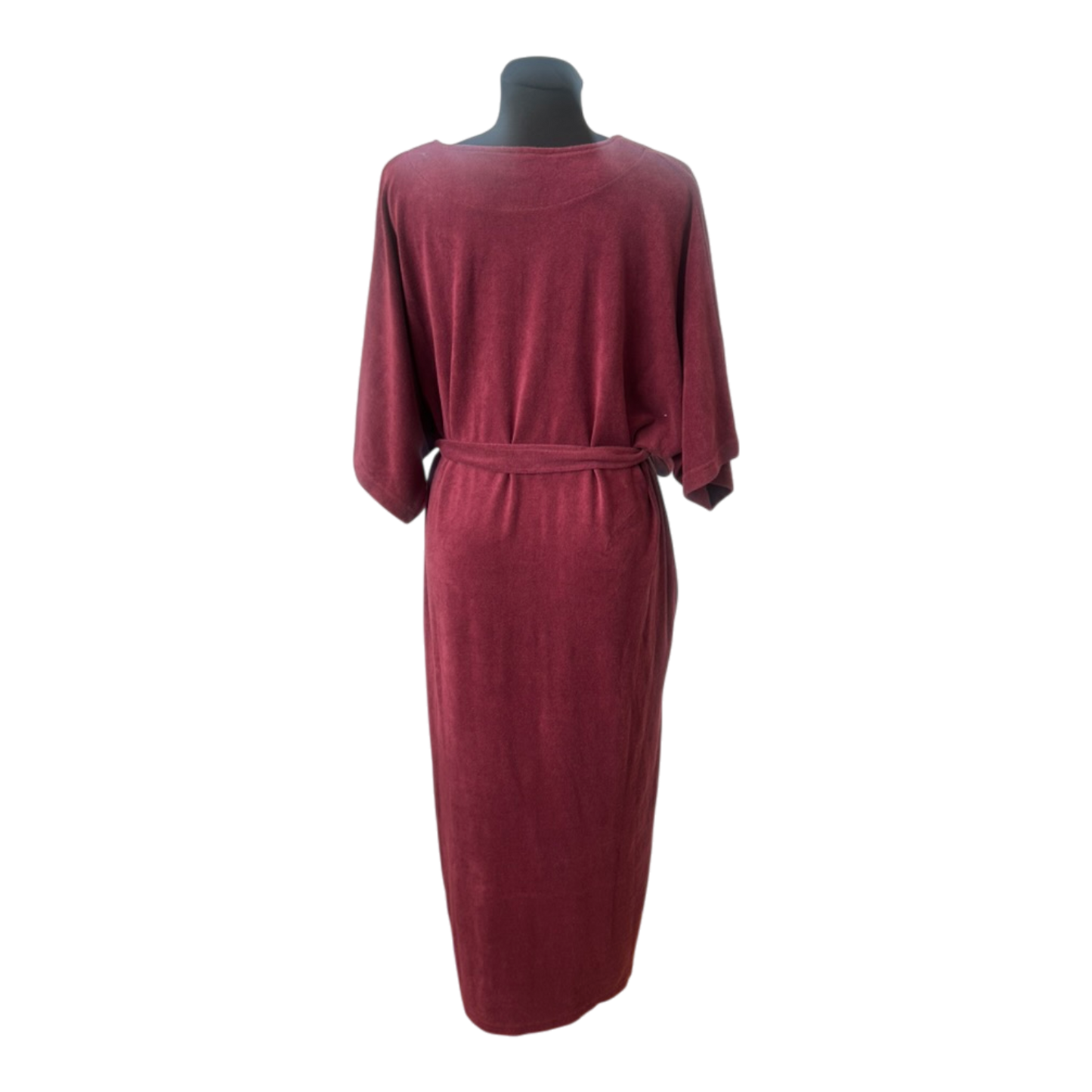 DW-Shop Damen Bademantel Gr. 44 46 Bordeaux Reinschlüpf Bademantel Gürtel Baumwolle