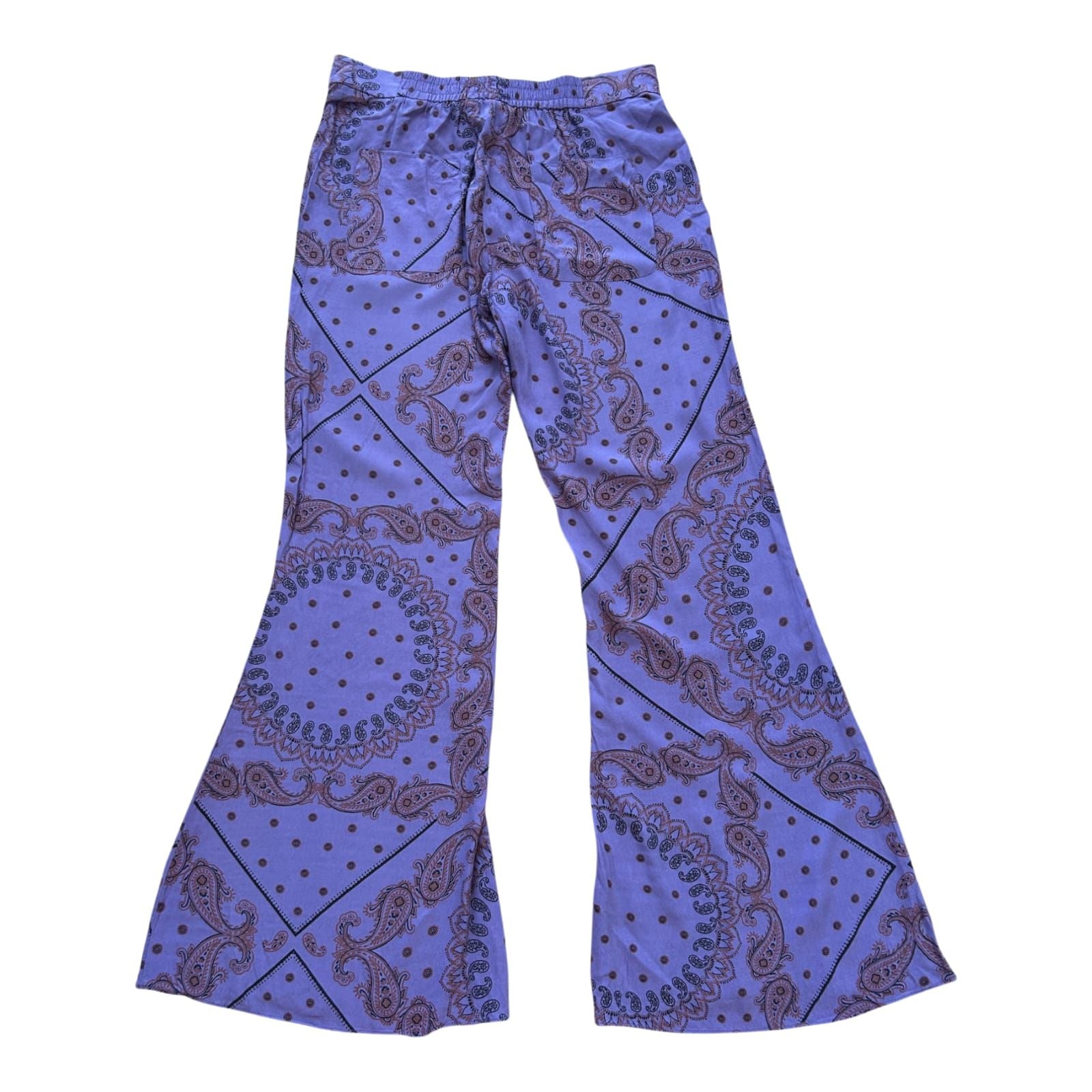 ZARA sommerliche Damen Paisley-Schlaghose violett Größe L