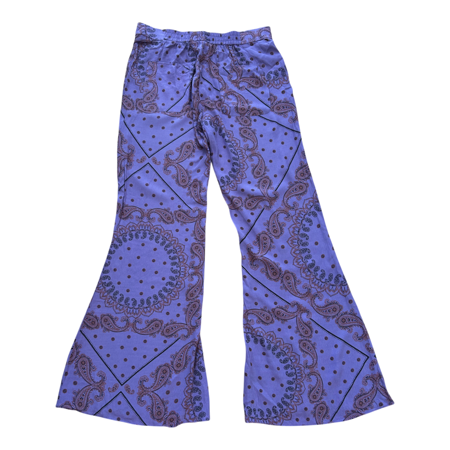 ZARA sommerliche Damen Paisley-Schlaghose violett Größe L