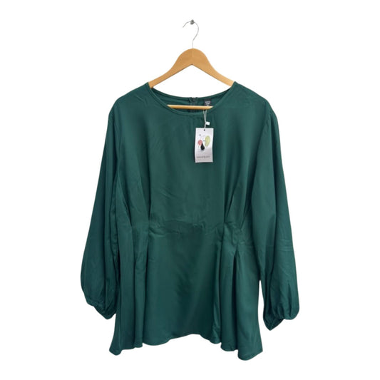 SHEIN CURVE Bluse Damen Shirt Tunika Oberteil Gr 3XL Smaragdgrün Langarm Elegant