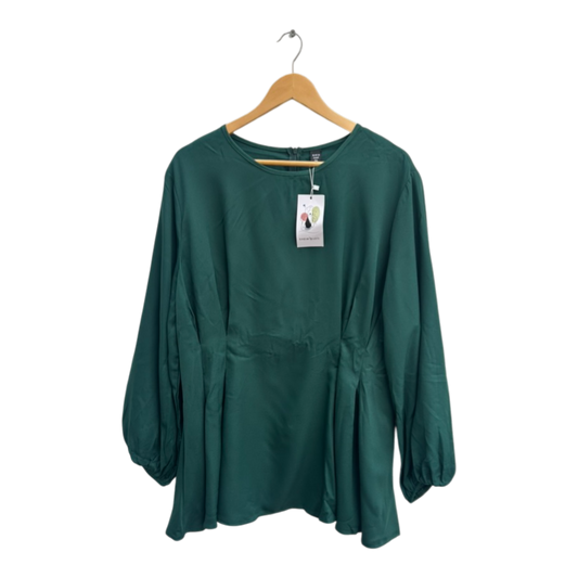 SHEIN CURVE Bluse Damen Shirt Tunika Oberteil Gr 3XL Smaragdgrün Langarm Elegant