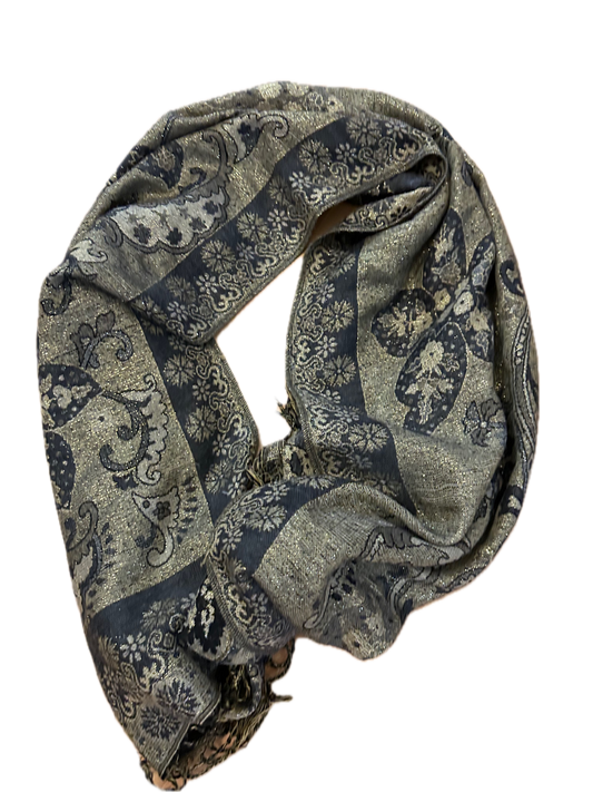 ✨ Pure Gold Tuch gemustert mit Fransen – 70 × 200 cm 🖤