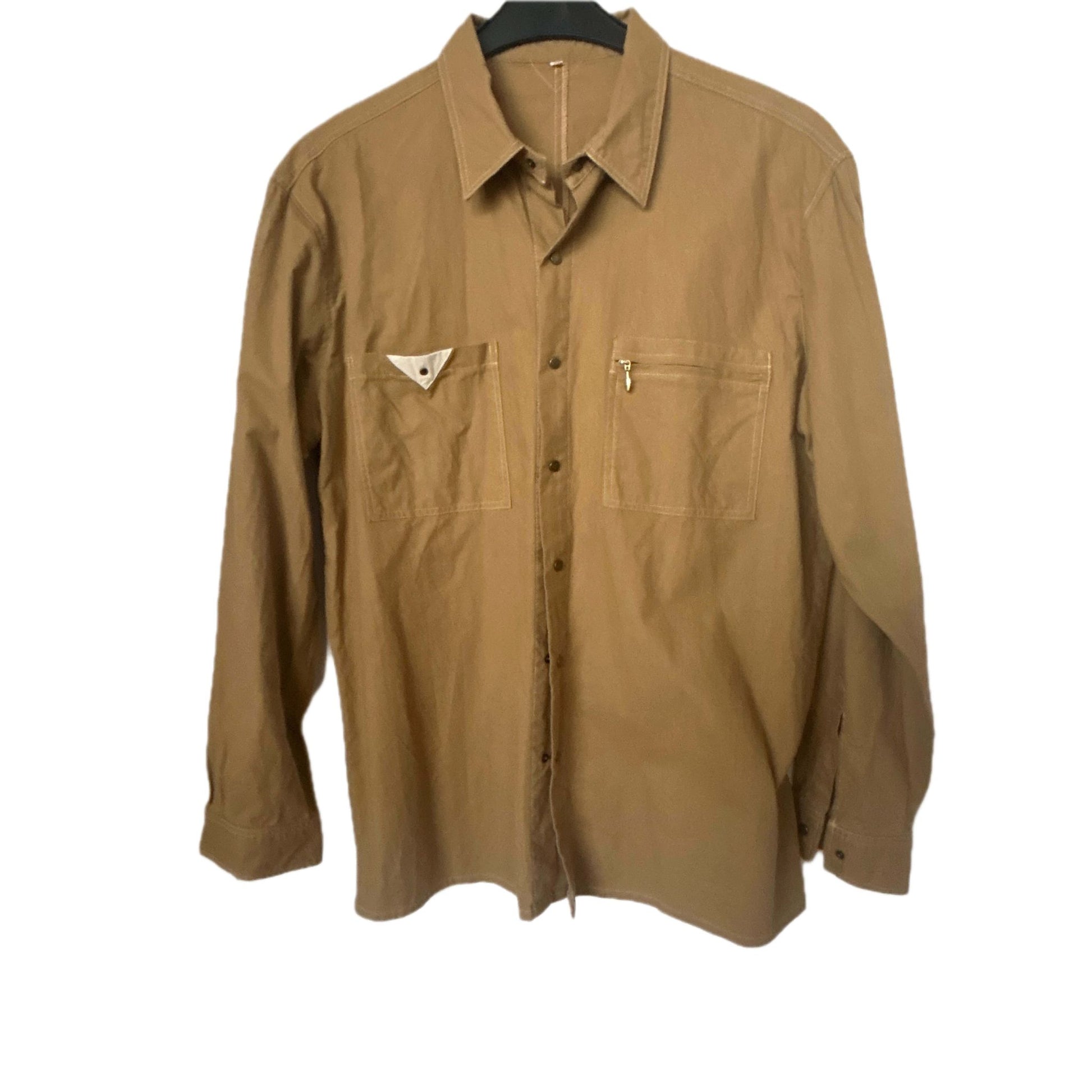 Hemd langarm  - Vintage Comfort Fit Gr. L Beige/Braun