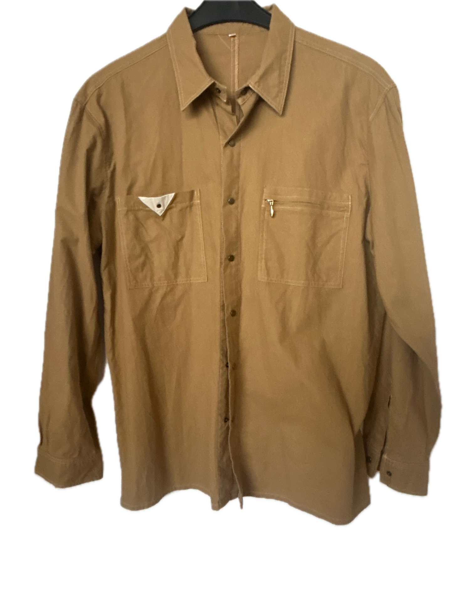 Hemd langarm  - Vintage Comfort Fit Gr. L Beige/Braun