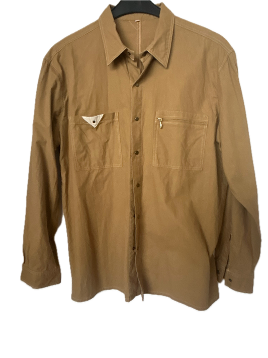 Hemd langarm  - Vintage Comfort Fit Gr. L Beige/Braun