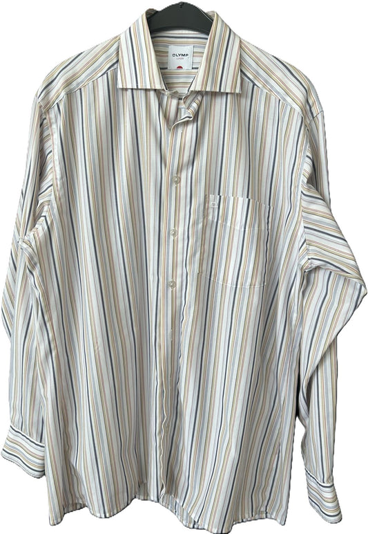Hemd langarm Modern Fit - Olymp Luxor  Gr. L Weiß gestreift