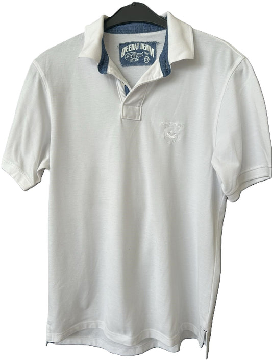 Denim Polo Shirt Herren Gr. XXL - weiß