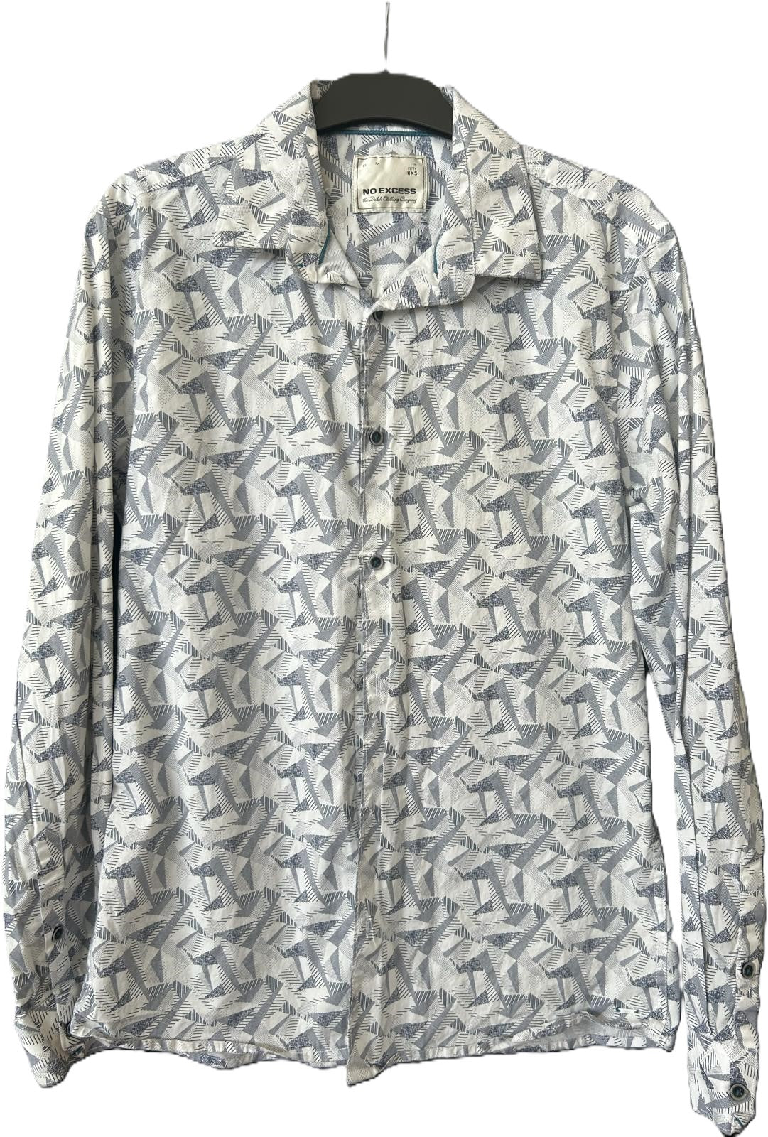 Hemd langarm  - NO EXCESS Slim Fit Gr. M Weiß-Blau