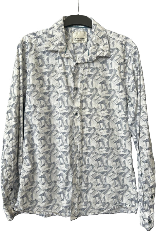 Hemd langarm  - NO EXCESS Slim Fit Gr. M Weiß-Blau