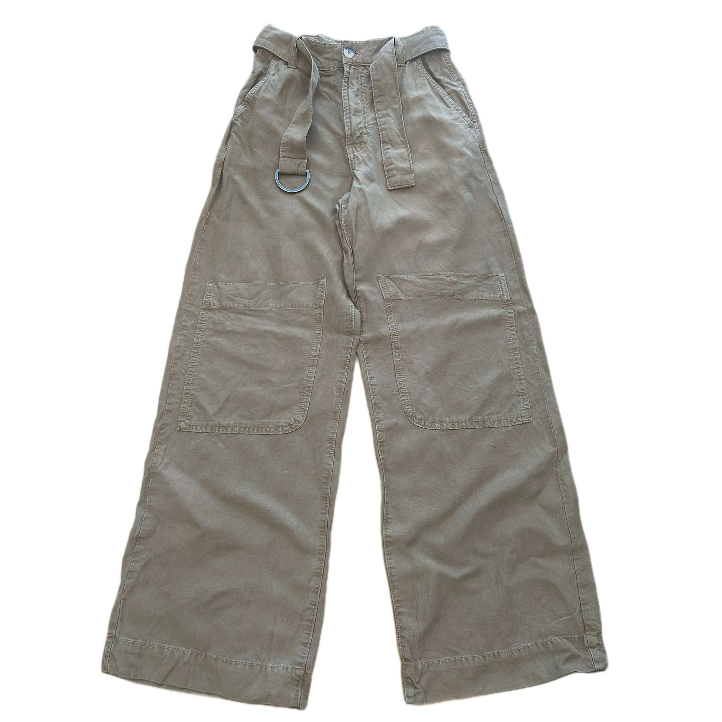 ZARA Baggy-Hose Braun mit Gürtel Gr. XS - 100% Baumwolle