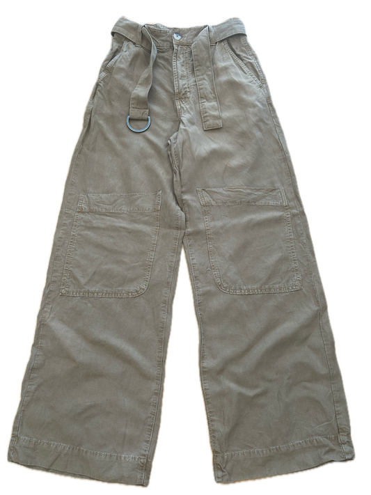 ZARA Baggy-Hose Braun mit Gürtel Gr. XS - 100% Baumwolle