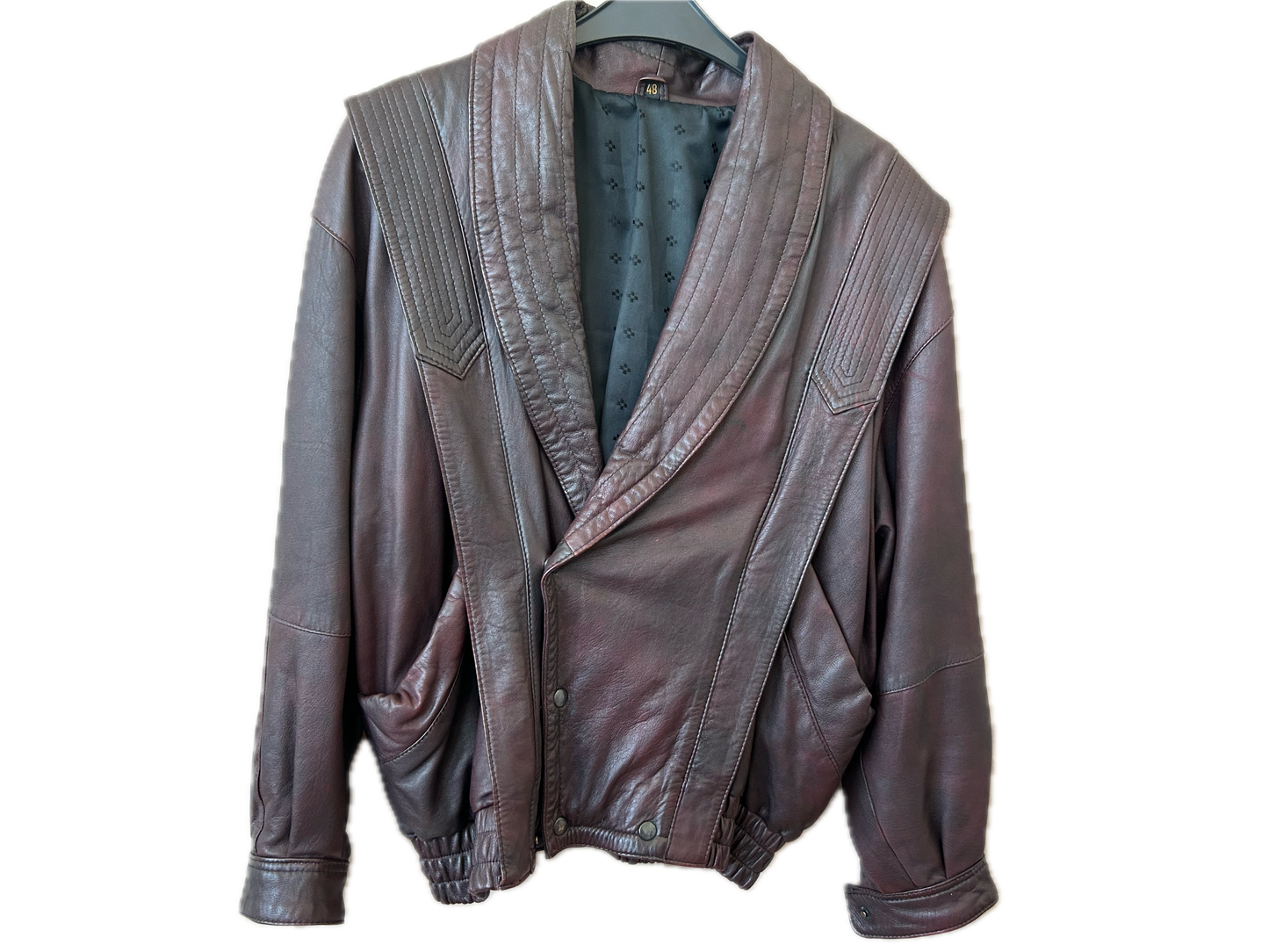 Lederjacke Vintage Braun, Größe 48 / M