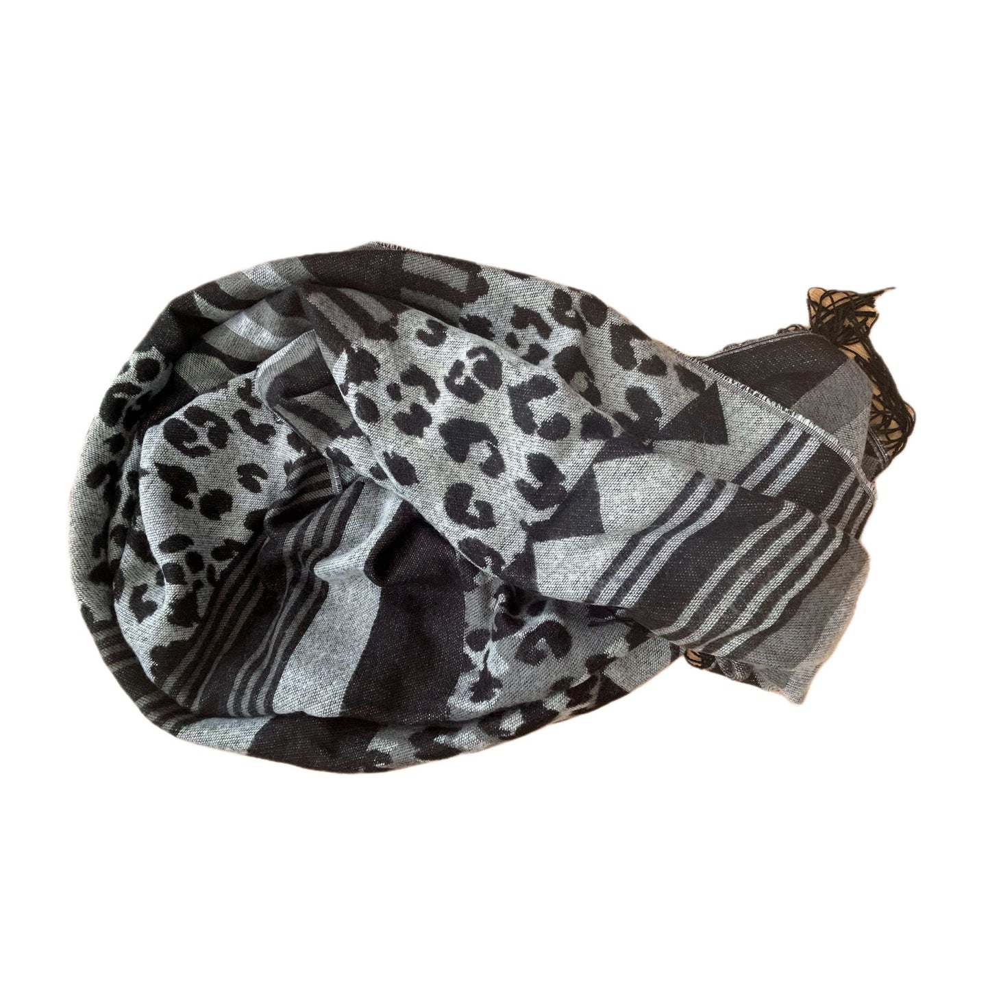 H&M Schal gemustert grau, flauschig