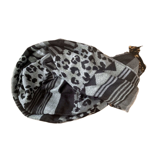 H&M Schal gemustert grau, flauschig