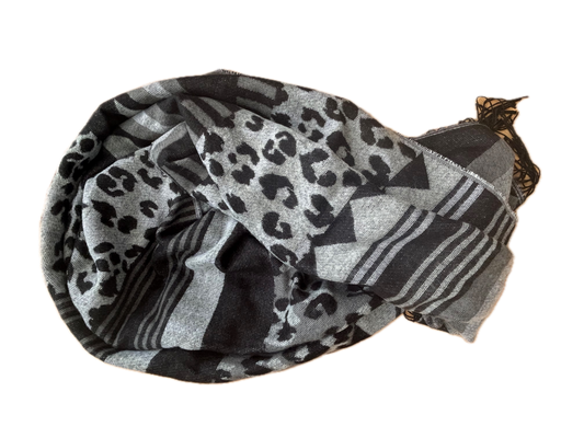 H&M Schal gemustert grau, flauschig