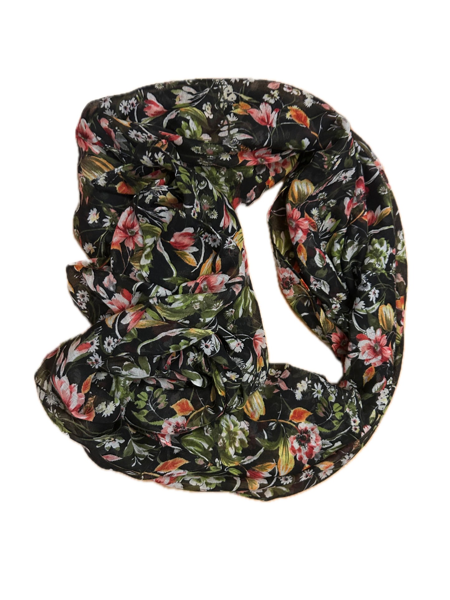 🌸 Tuch Schwarz mit Blumenprint 110×220 cm – Elegant & Soft