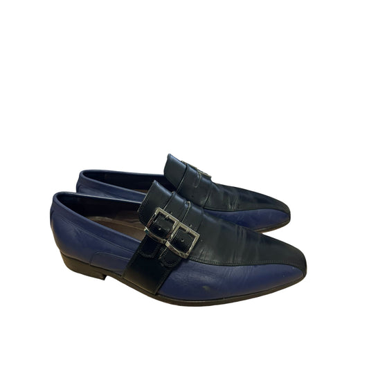 Bespoke Herrenschuhe dunkelblau / schwarz aus Echtleder Sohle Gr. 44