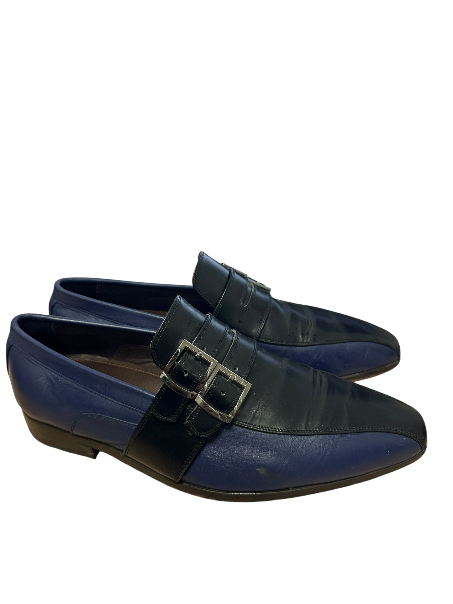 Bespoke Herrenschuhe dunkelblau / schwarz aus Echtleder Sohle Gr. 44