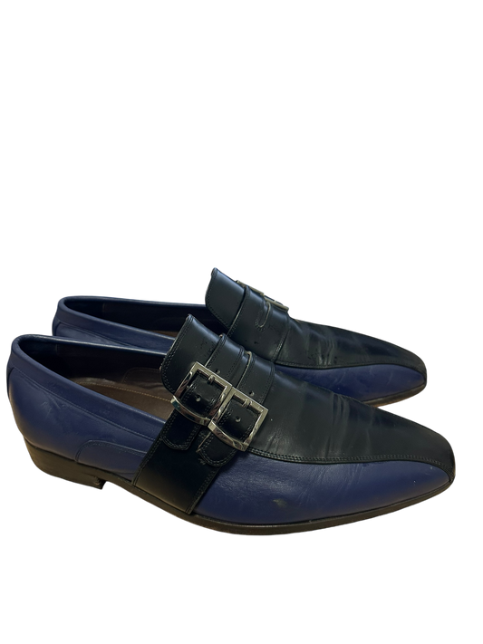 Bespoke Herrenschuhe dunkelblau / schwarz aus Echtleder Sohle Gr. 44