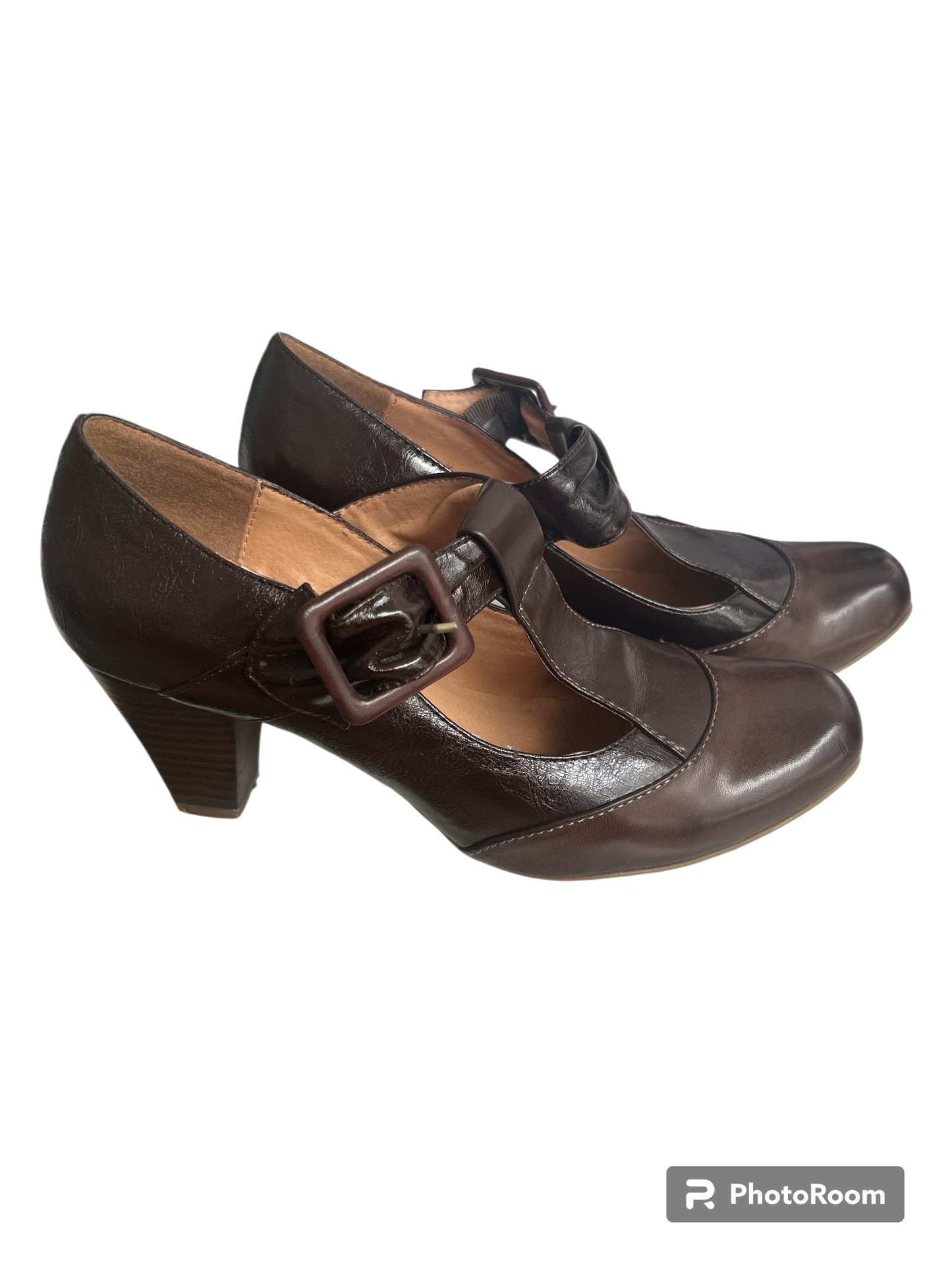 Catwalk Leder Riemchen Pumps Damen braun Gr. 40