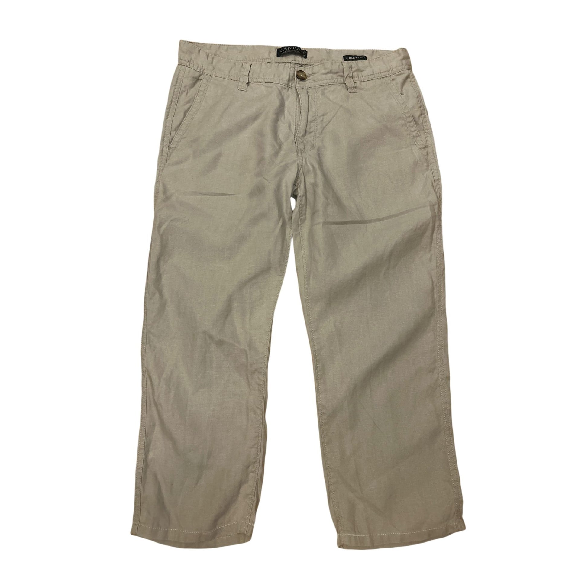 CANDA Damenhose dreiviertel Leinen straight fit beige Größe 42