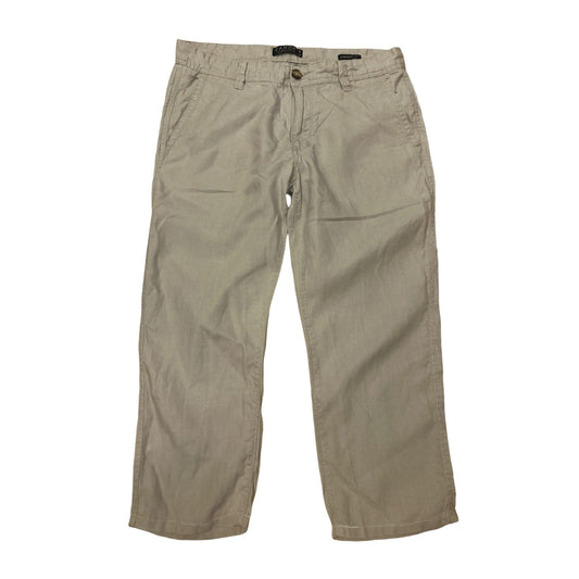 CANDA Damenhose dreiviertel Leinen straight fit beige Größe 42