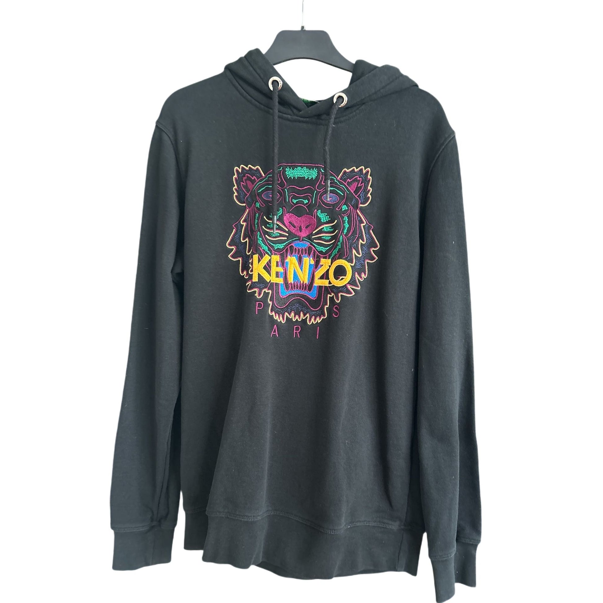 Kenzo Hoodie Herren Gr M Schwarz Stickerei Kapuzenpullover Sweatshirt Casual