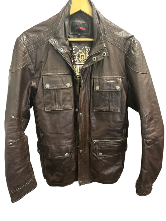 Lederjacke Herren Manguun Braun, Größe S