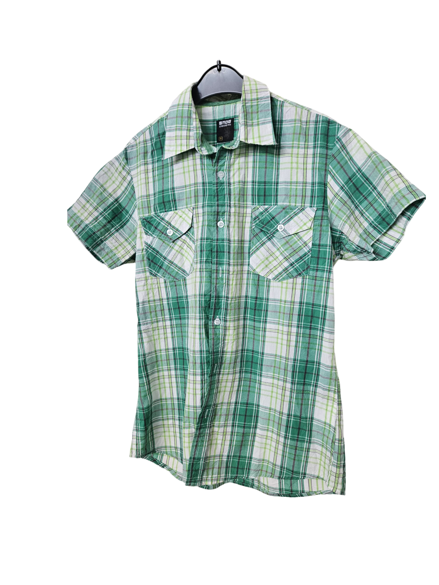 SMOG 1999 - Kurzarm-Hemd - Gr. S - grün kariert