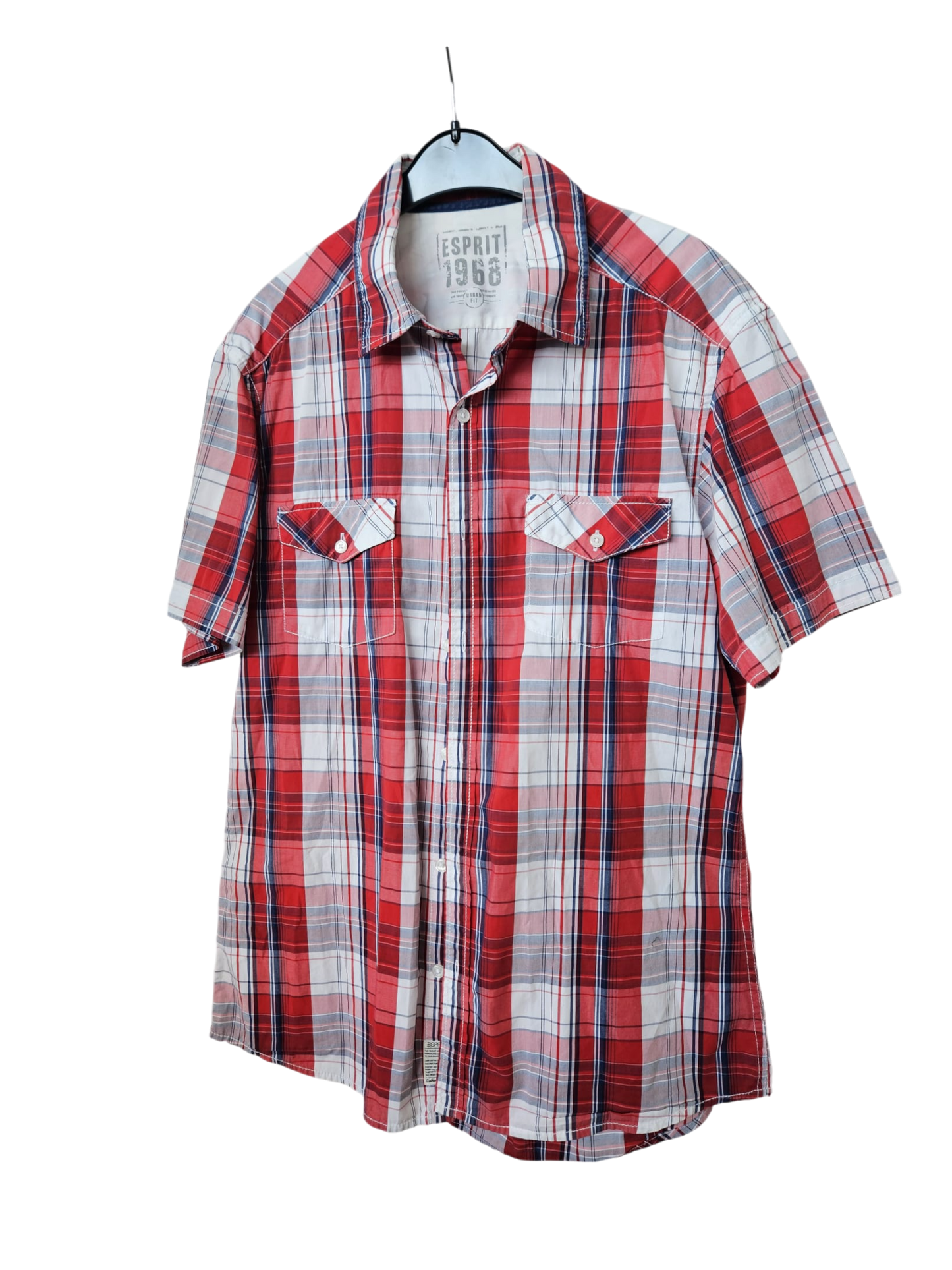 ESPRIT 1966 - Kurzarm-Hemd - Gr. L - rot kariert