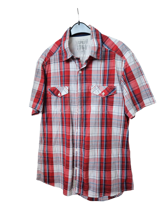 ESPRIT 1966 - Kurzarm-Hemd - Gr. L - rot kariert