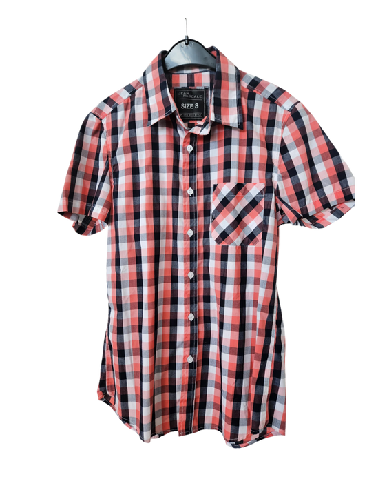 ANGELO LITRICO - Kurzarm-Hemd - Gr. S - rosa, weinrot kariert