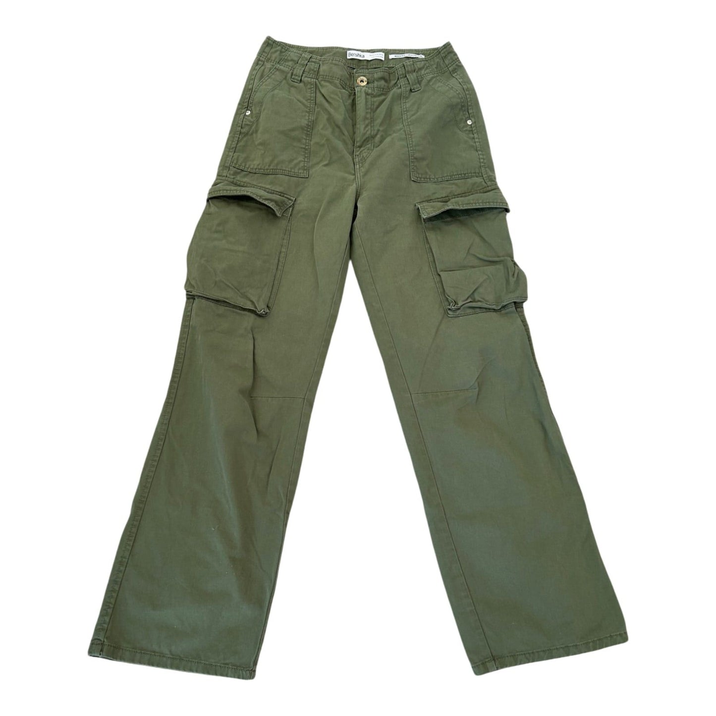 Bershka Damen Cargo-Hose Khaki Größe M