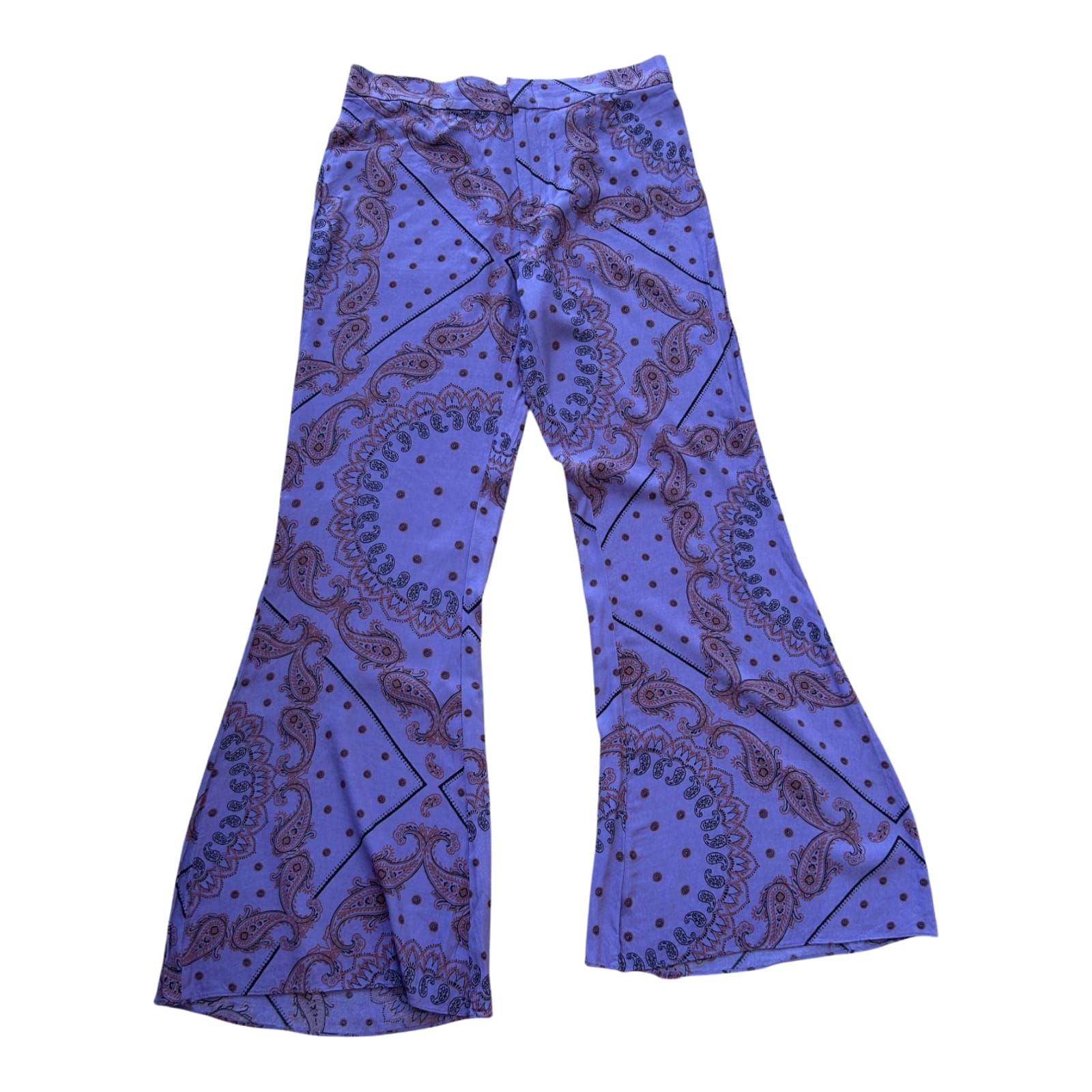 ZARA sommerliche Damen Paisley-Schlaghose violett Größe L