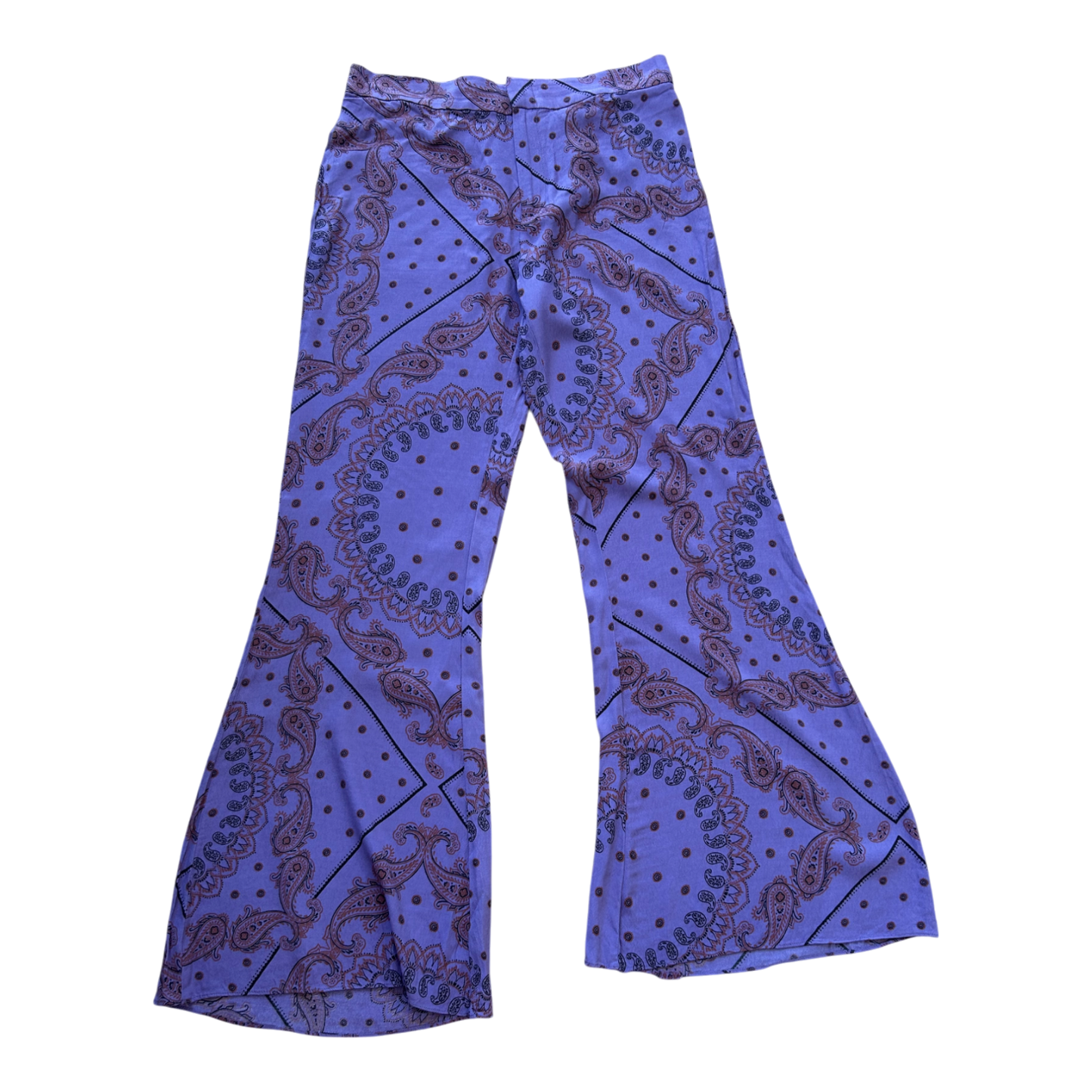 ZARA sommerliche Damen Paisley-Schlaghose violett Größe L