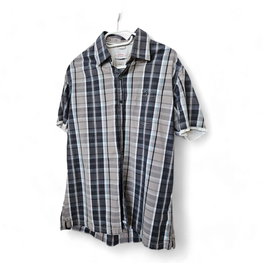 s.Oliver, Kurzarmhemd, Größe M, regular fit, grau/grün kariert