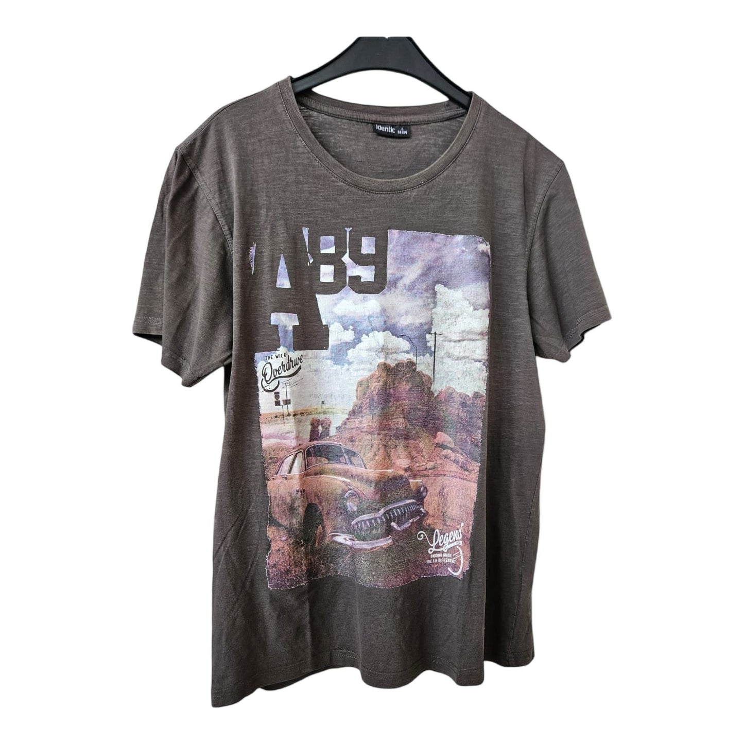 IDENTIC - Kurzarm - T-Shirt - Gr. L - grau mit farbigem Print