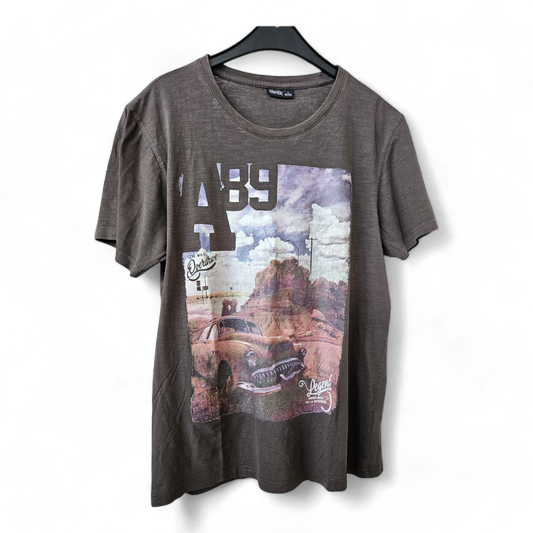 IDENTIC - Kurzarm - T-Shirt - Gr. L - grau mit farbigem Print