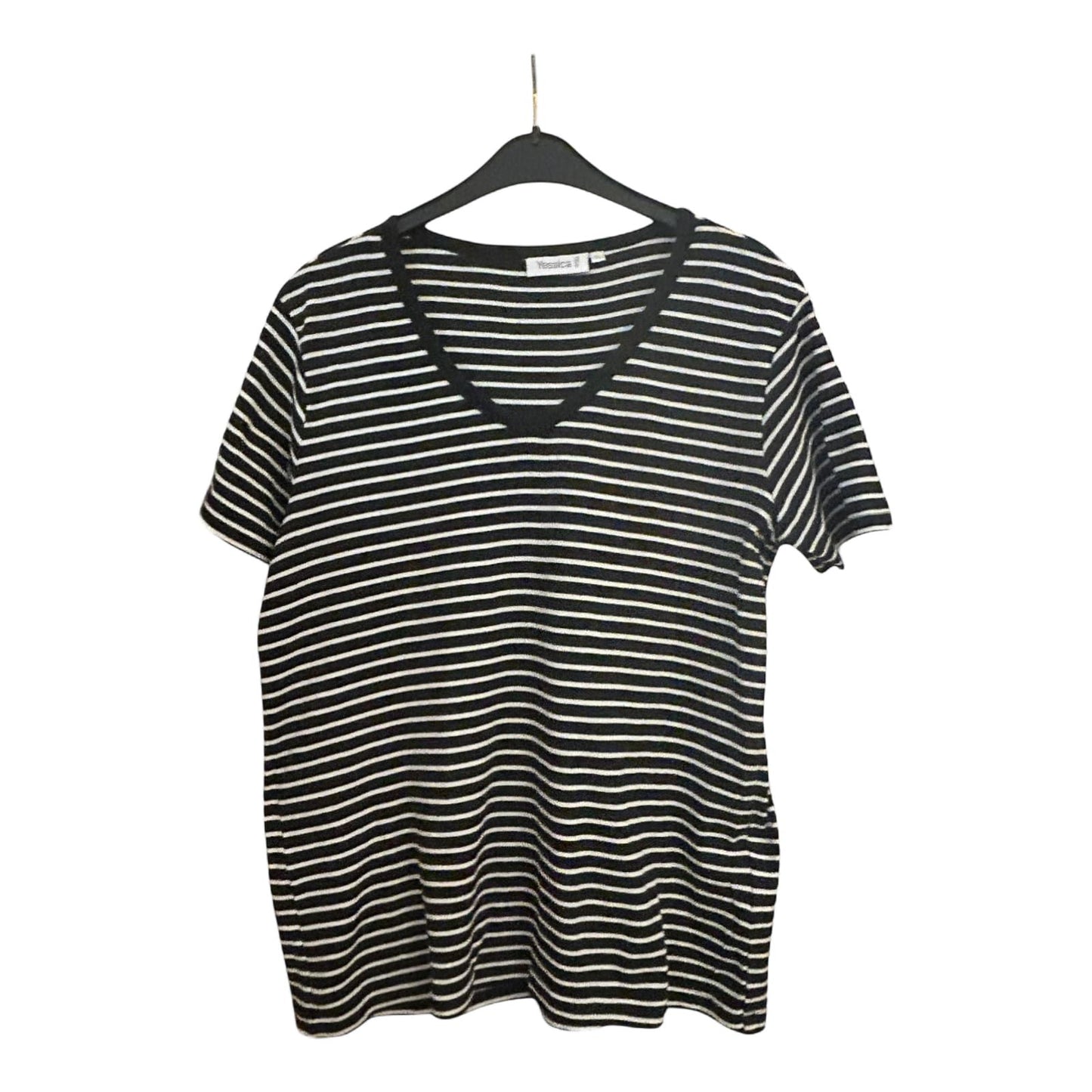 Yessica Damen T-Shirt gestreift dunkelblau Größe 40