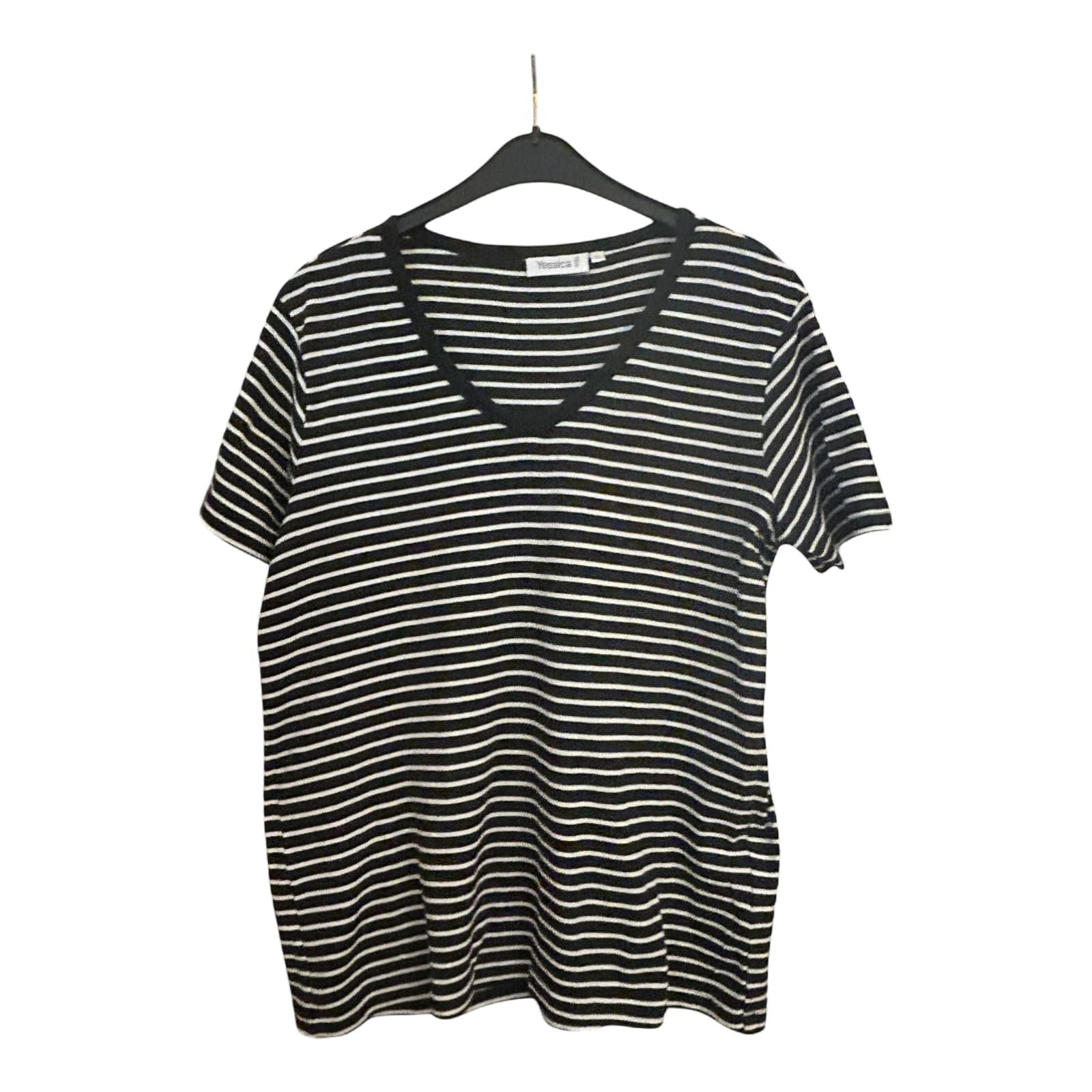 Yessica Damen T-Shirt gestreift dunkelblau Größe 40